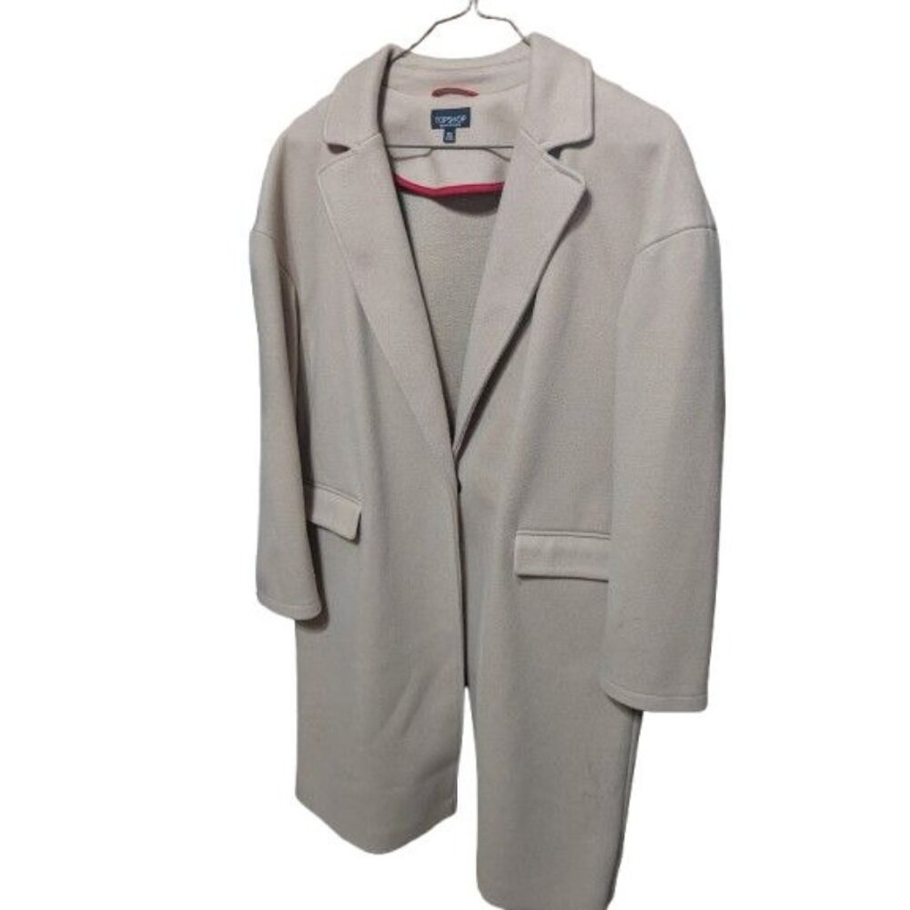 Topshop Women's Camel Single Button Coat Wool Blend US Size 12